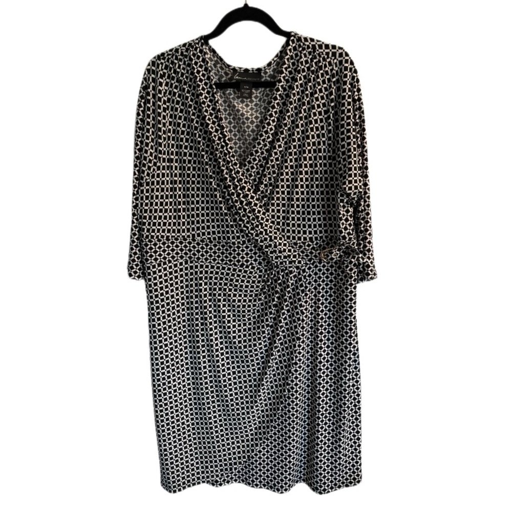 Lane Bryant Black and White Geometric Midi Dress Size 18